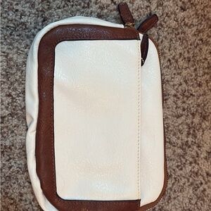 White and Brown Leather Pouch